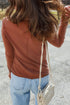 Exposed Seams Curved Hem Thumbhole Cuff Crewneck Long Sleeve Top